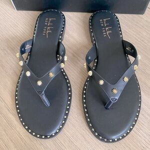 Nicole Miller Starky Black Gold Studded Sandals Size 8 NEW